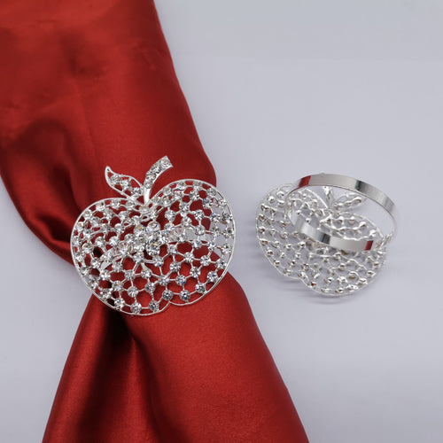 Silver Alloy Rhinestone Apple Ring