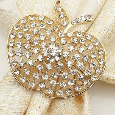 Gold Alloy Rhinestone Apple Ring